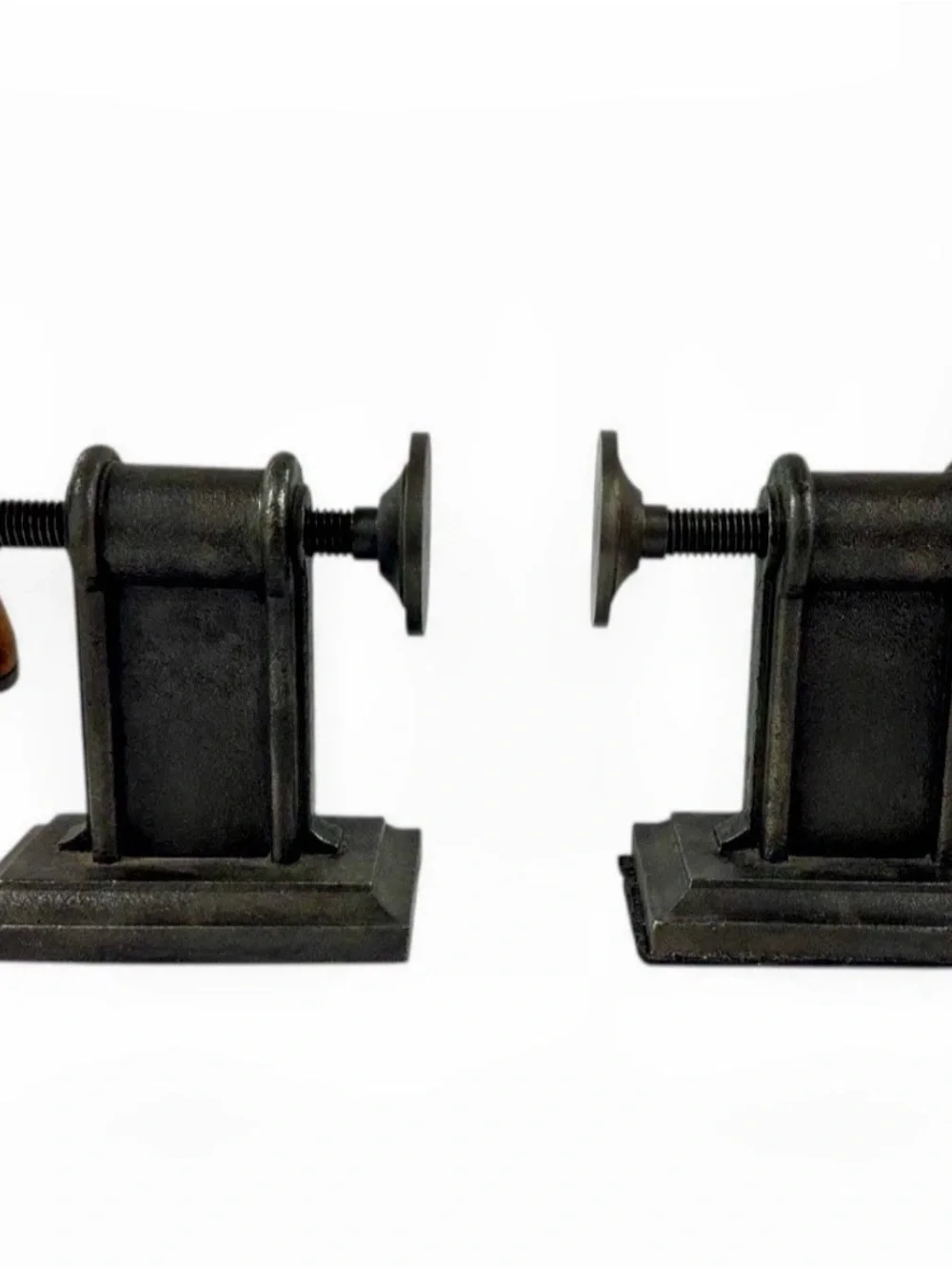 Restoration Hardware Cast Iron Vise Bookends Industrial Screw Clamp Pair RH